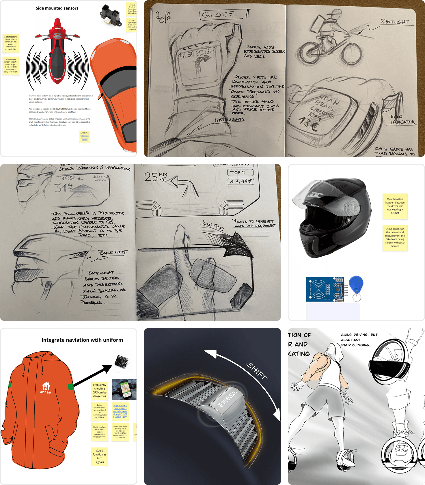 Save Ciccio brainstorming sketches and early safety concepts