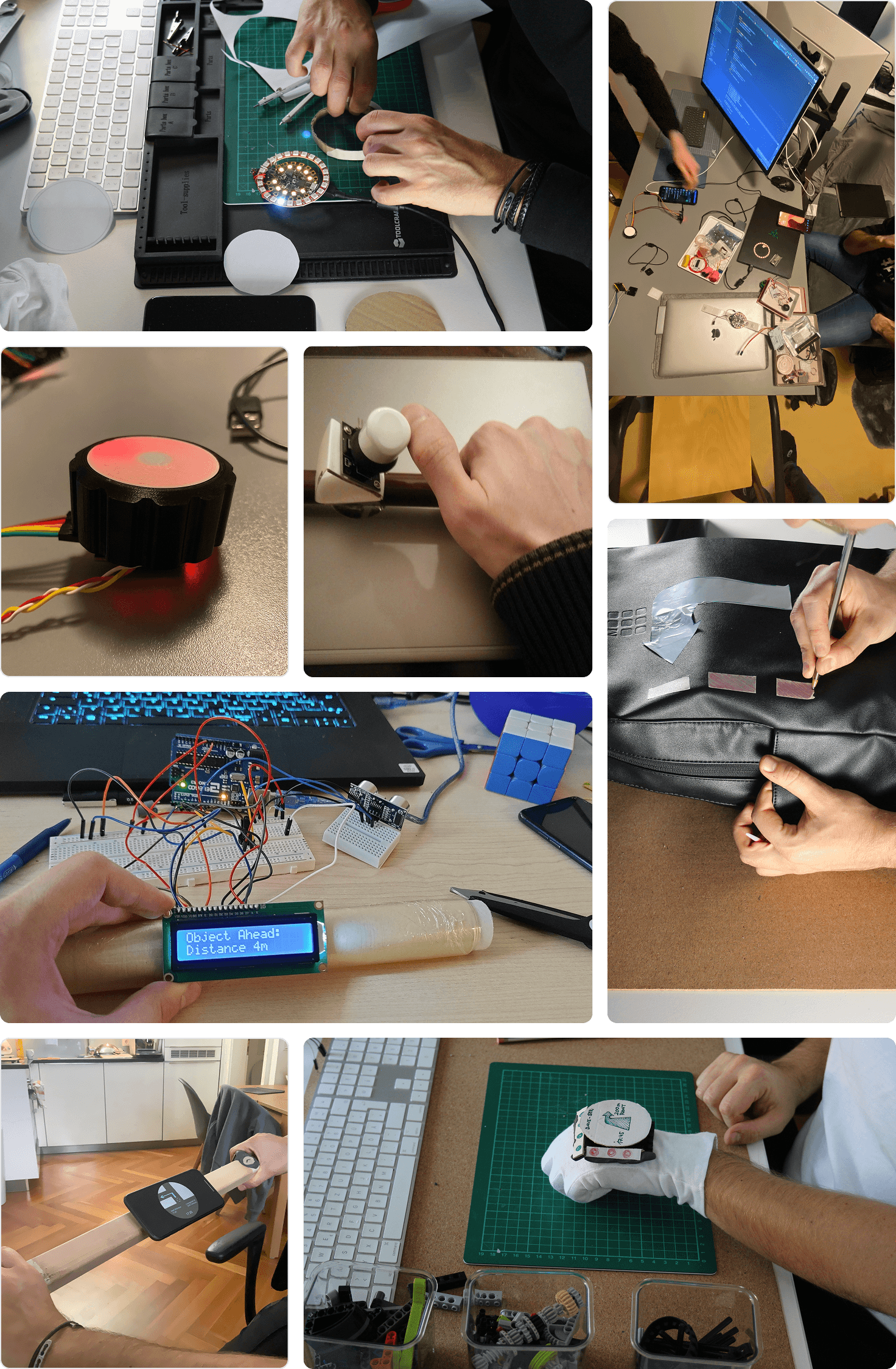 Collage of Save Ciccio Arduino, craft, and Lego prototypes