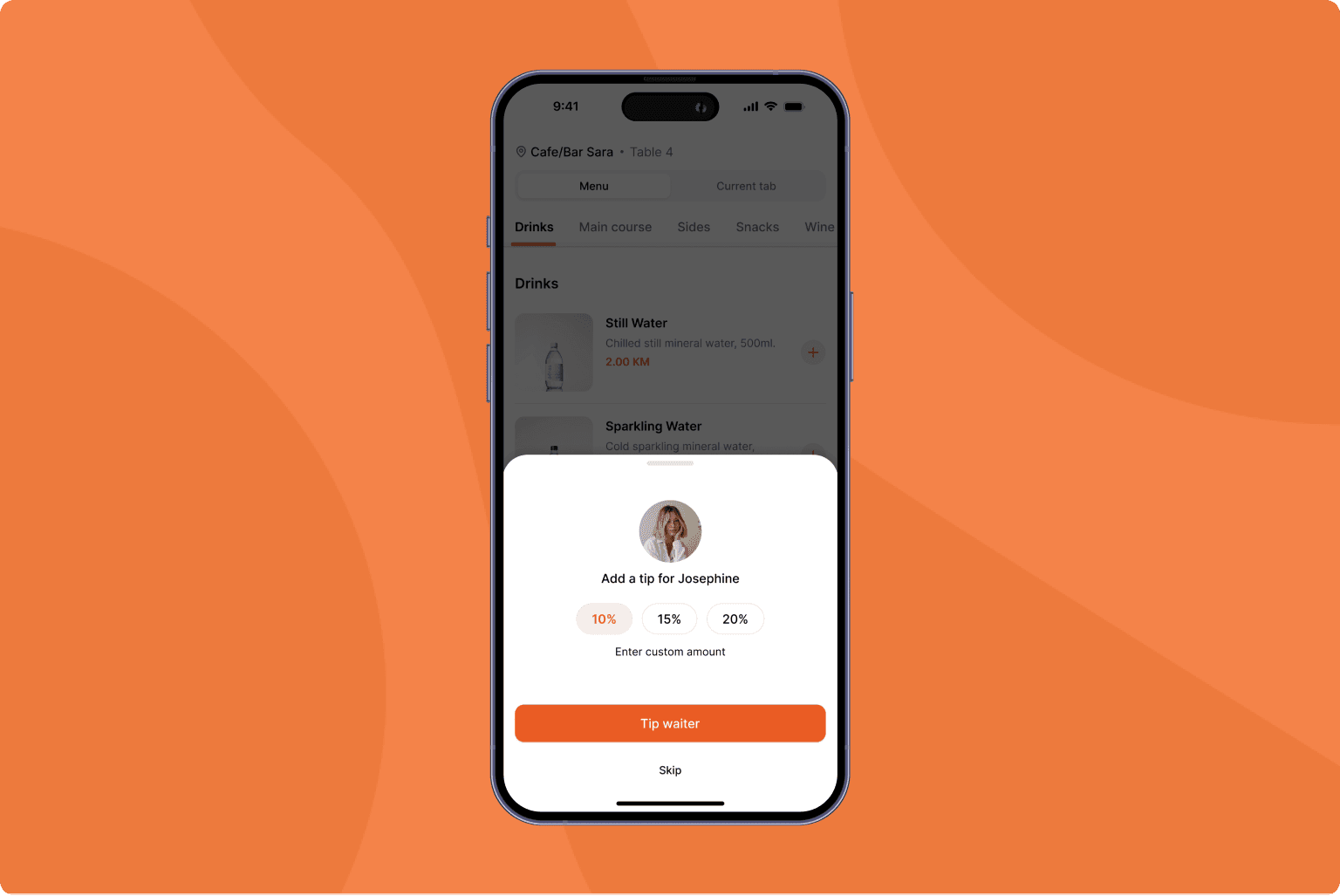 Hermes QR mobile tipping flow